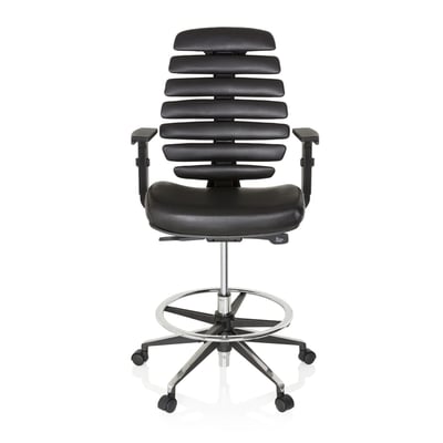 Bürostuhl Drehstuhl ERGO LINE II WORK Leder schwarz - HJH-714602