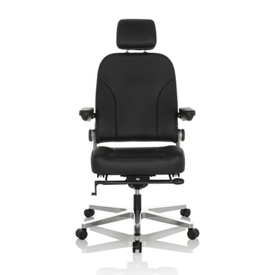 Bürostuhl Chefsessel 24 HOURS F Leder schwarz - HJH-608994