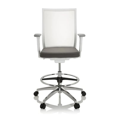 Arbeitsstuhl Counterstuhl ASPEN WORK W Netzstoff transparent Sitz Stoff grau - HJH-657667