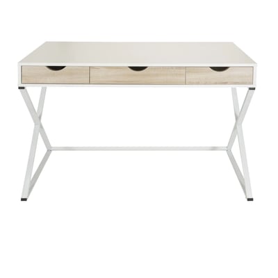 Schreibtisch Computertisch EASY FLOW III 120 x 50 cm mit 3 Schubladen weiß eiche - HJH-821006