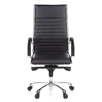 Bürostuhl Chefsessel PARMA 20 Leder Chrom - hjh-parma-20
