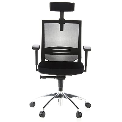 Bürostuhl Chefsessel PORTO MAX Sitz Stoff Rücken Netz schwarz - hjh-657240