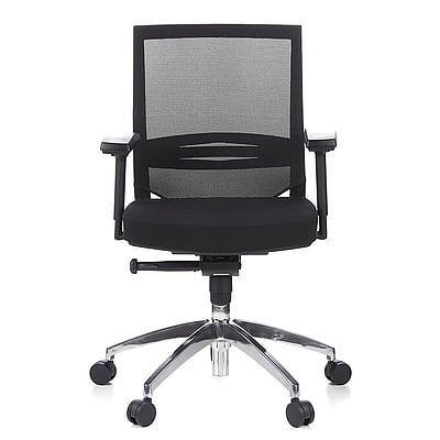 Bürostuhl Chefsessel PORTO PRO Sitz Stoff Rücken Netz schwarz - HJH-657235