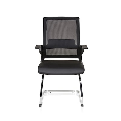 Konferenzstuhl Freischwinger Stuhl INVENTOR V PRO Kunstleder schwarz - HJH-732105