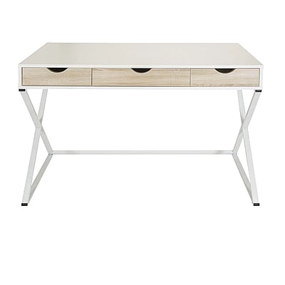 Schreibtisch Computertisch EASY FLOW III 120 x 50 cm mit 3 Schubladen weiß eiche - HJH-821006